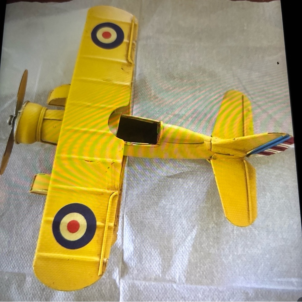 WW I Toy Metal  Biplane-British Sopwith Camel-Painted-British Decals-good Shape